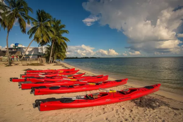 Kayaks on the beach in Cuba