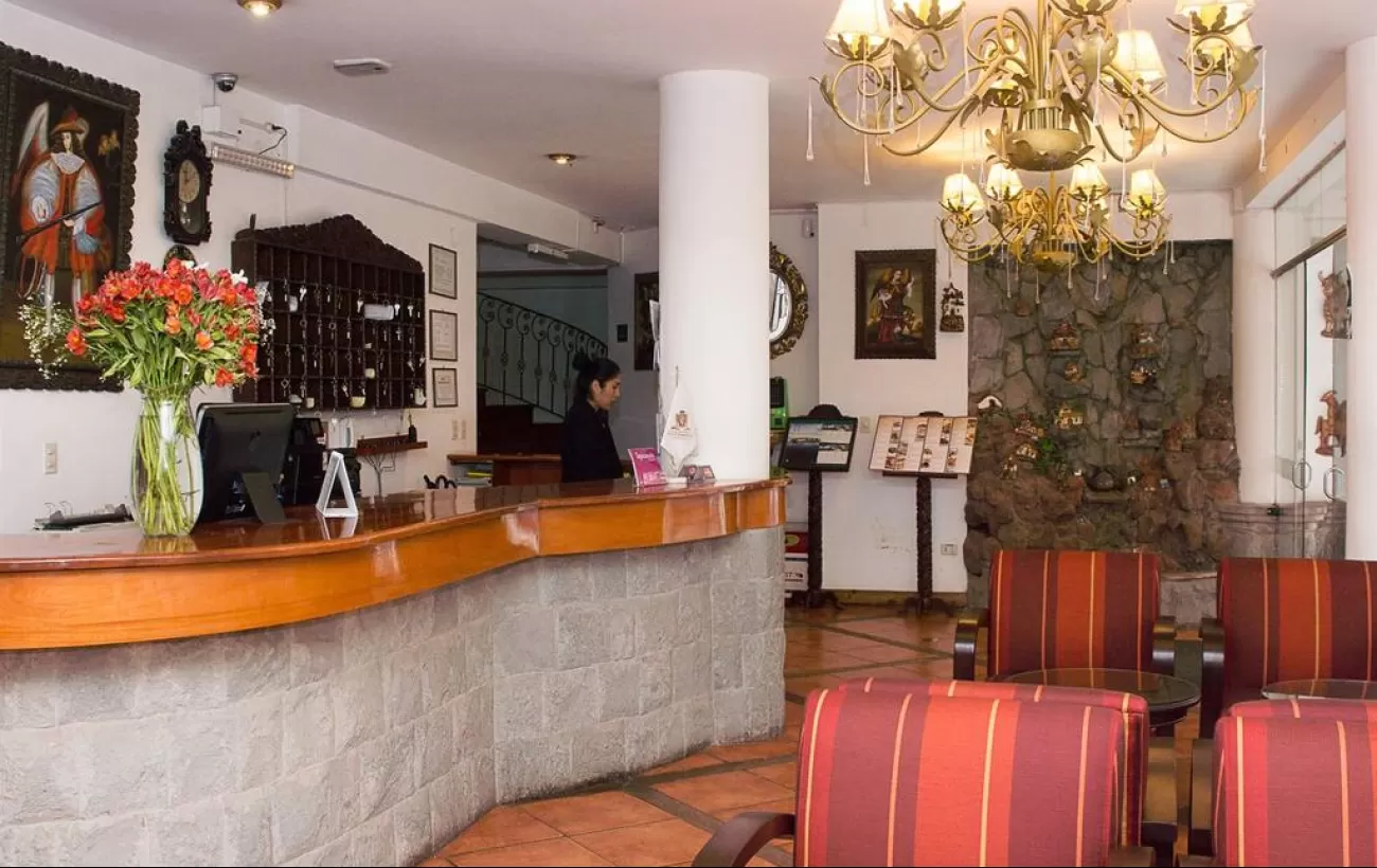 Reception desk at the Hotel Hacienda Puno