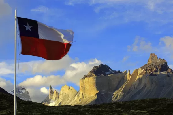 Chilean flag waves in the wind