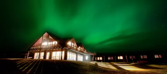 Strong Aurora Borealis over Hotel Ranga