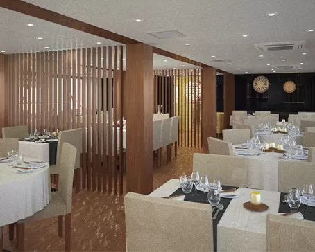 Dining Room aboard the RV Indochine II