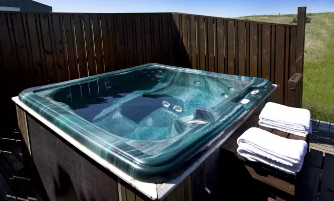 Relaxing soak in the hot tub