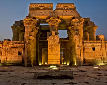 Facade of Kom Ombo Temple by night