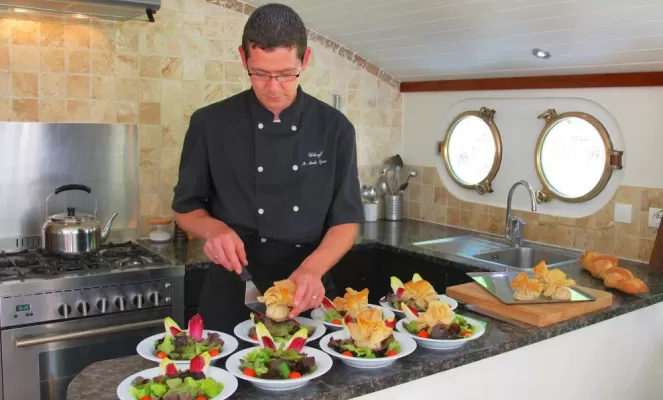 Observe the Enchante's chef doing his magic onboard