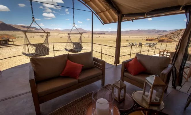 Relax in hammocks and take in the view of Sossusvlei
