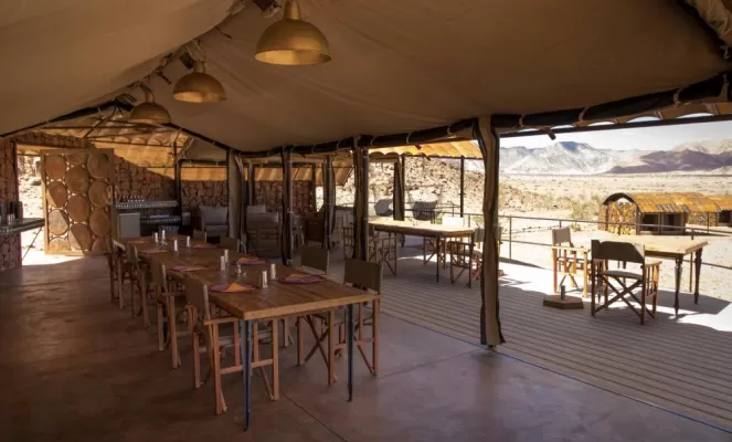 Dining area at Sossus Under Canvas