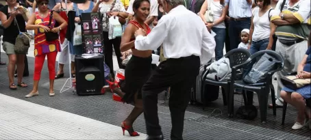 Tango performances in the strees of Buenos Aires