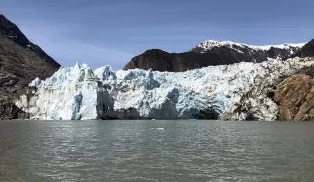 Marjorie Glacier - wall of ice is 300 feet high!