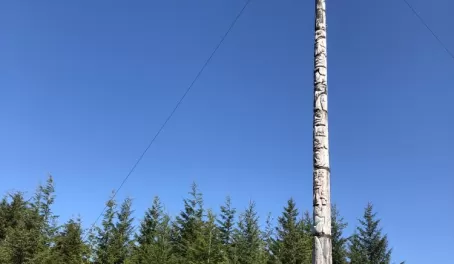 Tlingit totem pole in Kake, Alaska - tallest in Alaska!