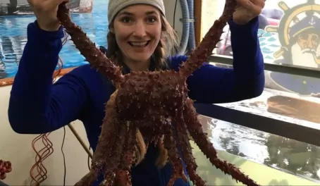 Picking out the King crab we were going to have for dinner in Ushuaia!