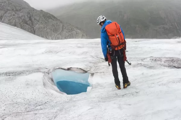 Ice trekking on a glacier