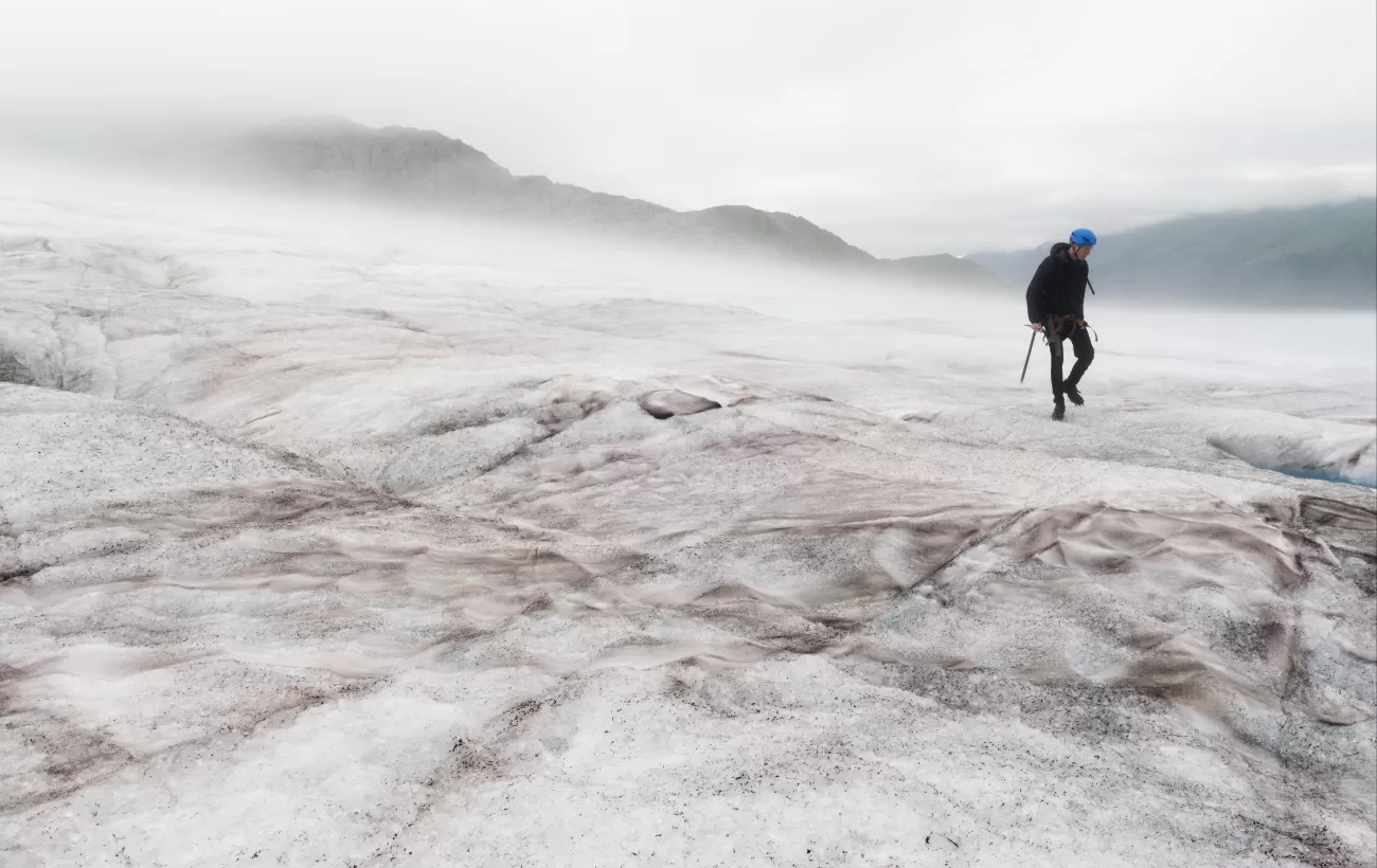 Ice trekking on a glacier