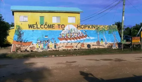 Wall mural depicting the settling of Hopkins