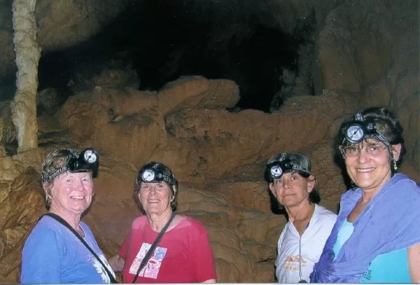 A group enjoys the ATM cave tour