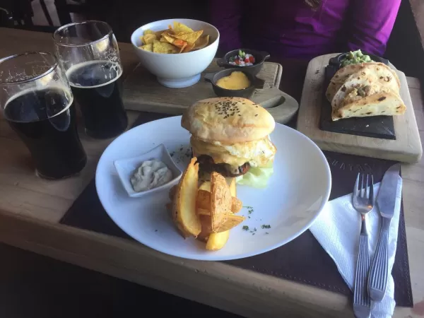 Checking out the local burgers and brews in El Calafate
