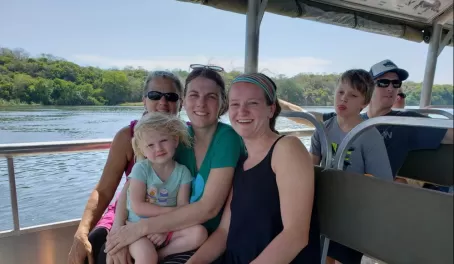 The ladies on a cruise to Murchison Falls