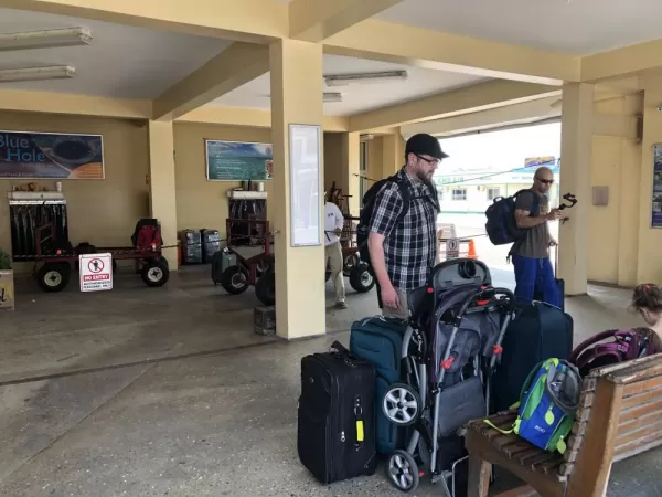 Baggage claim in Ambergris Caye