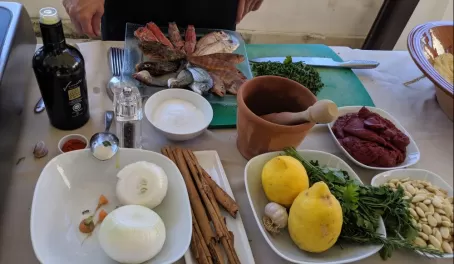 Ingredients for our Seafood Coucous, a specialty of Trapani