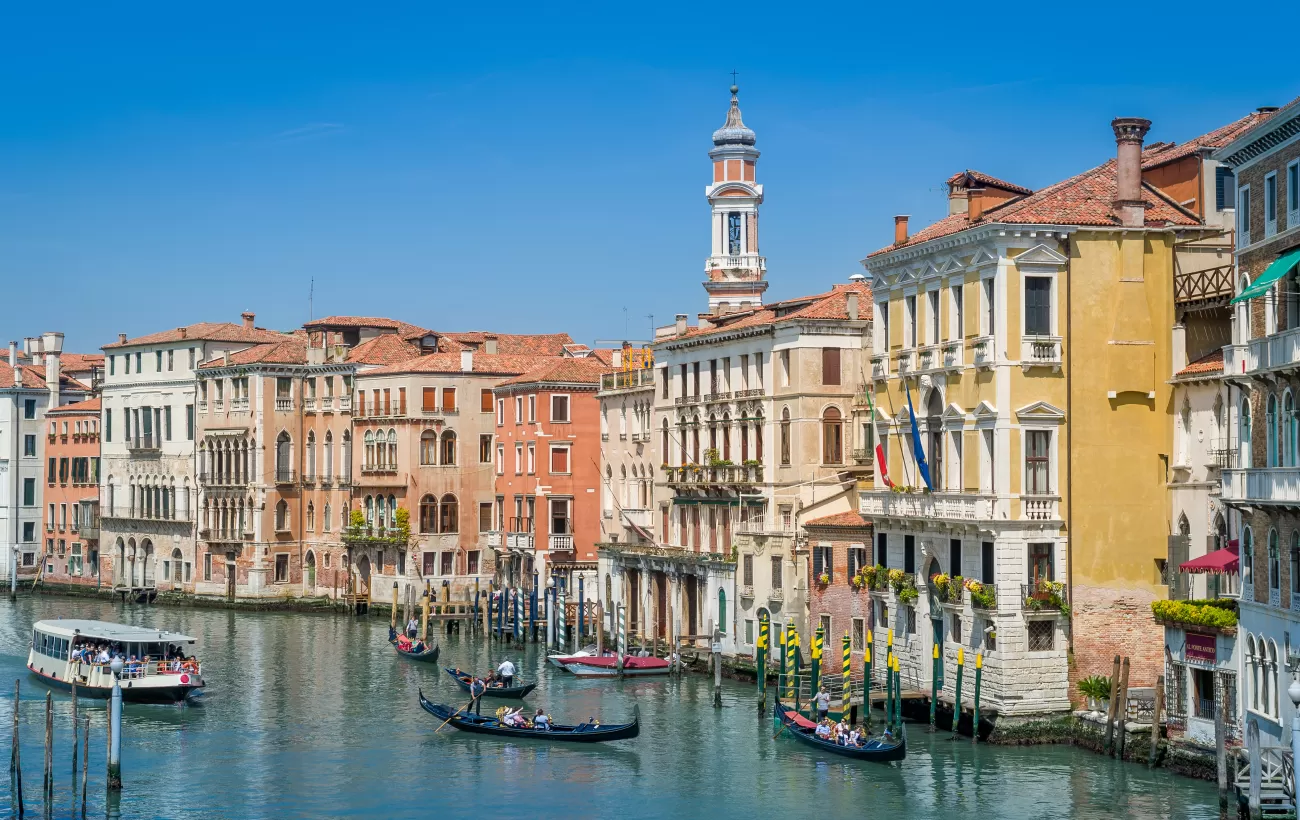 Colorful buildings line Venice's canals