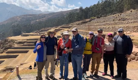 Day 1 of the Sacred Valley & Lares Adventure - Our group during at the archaeological site of Chinchero.