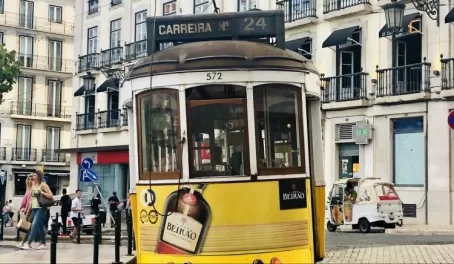 Cable car in the streets of Lisbon