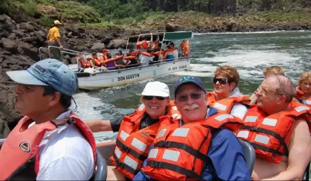 Everybody in the boat to Iguazu Falls