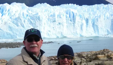 John and Cathy meet the Perito Moreno Glacier