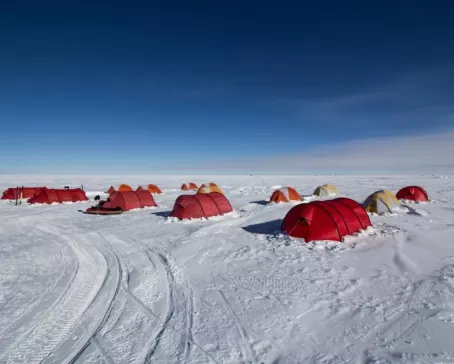 South Pole Camp Tents. Courtesy Adam Ungar, Antarctic Logistics & Expeditions