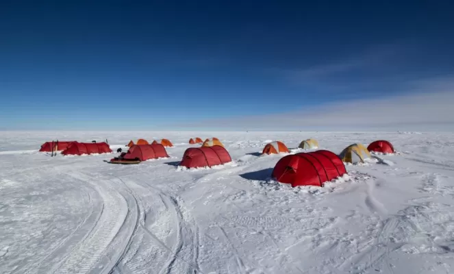South Pole Camp Tents. Courtesy Adam Ungar, Antarctic Logistics & Expeditions