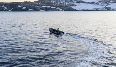 Zodiac cruising in polar waters