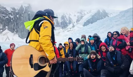 Our guide Zibo broke out the guitar for a sing-along at our continental landing