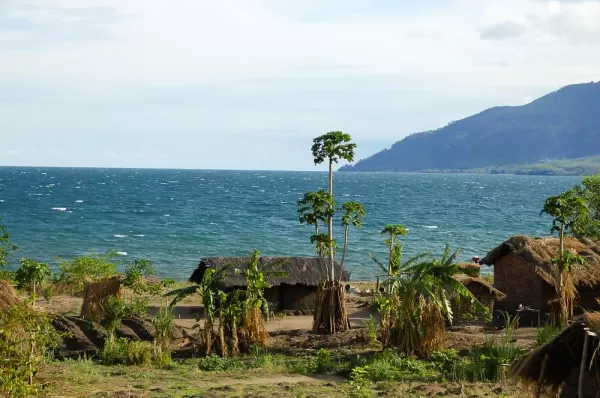 A village on the shores of Lake Malawi