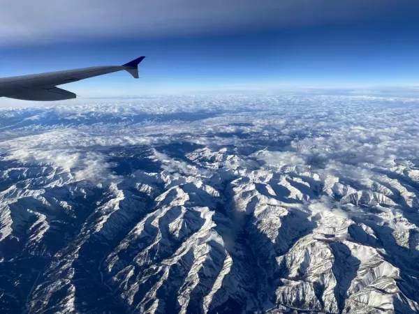 Views of vast landscapes while flying over Montana and Wyoming.