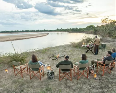 Evenings spent along the river at Chikunto Lodge