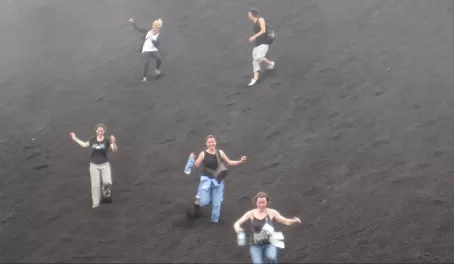 Running down the hill of volcanic sand!