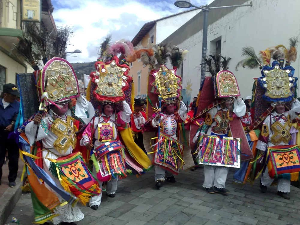 Dancers in the Corpus Christi Festival in Pujili, Ecuador