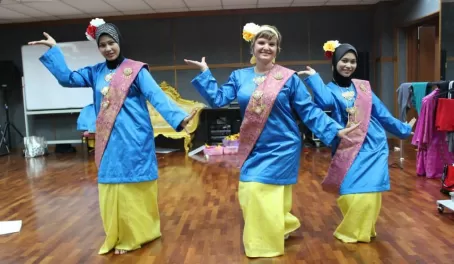 Practicing Malaysian traditional dance