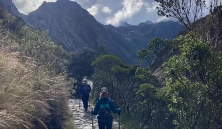 Ayul and Candice walking the Inka Trail