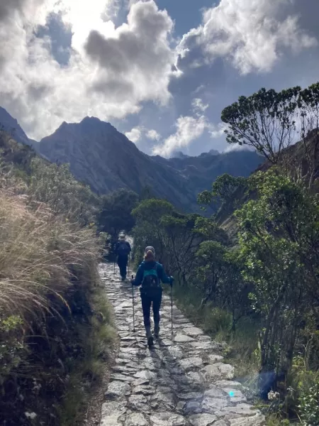 Ayul and Candice walking the Inka Trail