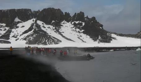 Steam rising from the beach at Deception Island