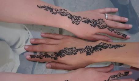 Henna tattoos done by a local in Egypt.