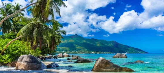 Tropical beach on Mahe in the Seychelles Islands.