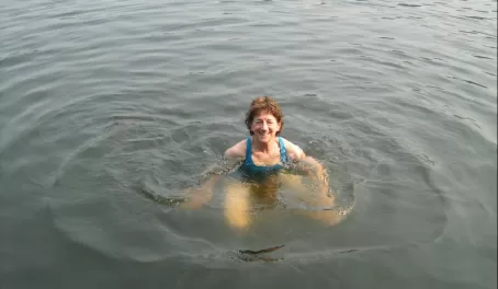 swimming in the lake in Chalalan