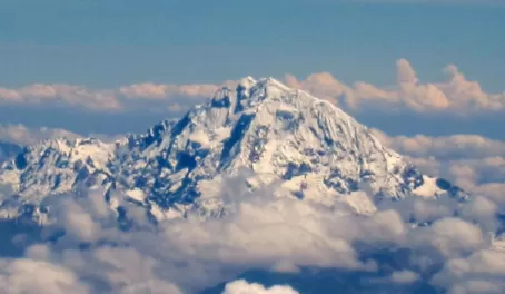 Glacier from plane window Cusco to Lima