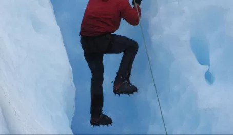Trying out ice climbing