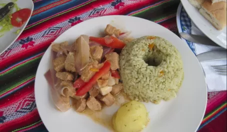 More gourmet Inca Trail food - Tofu, rice and veggies!