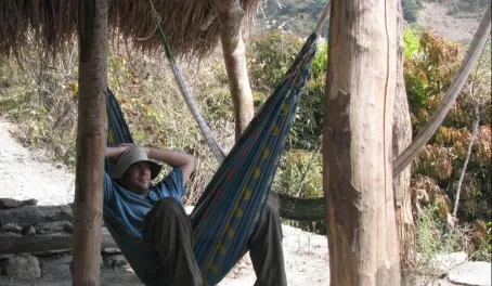 relaxing in a hammock after hiking