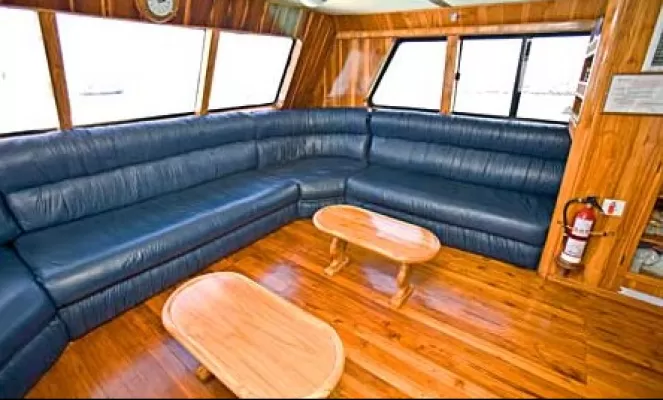 Inviting living room aboard the Fragata
