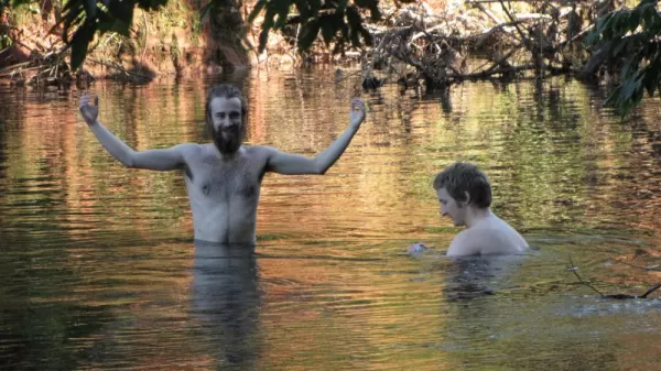 Cooling off in a swimming hole on the Roaring River