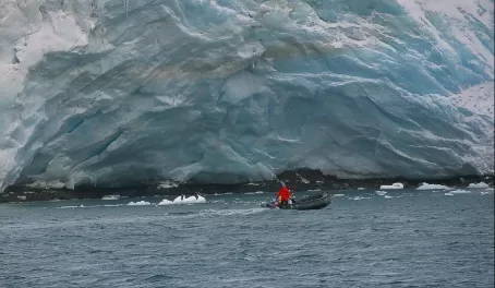 Ice grotto. Grinvich Island, Antarctica